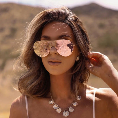 IMANI - GOLD + CHERRY BLOSSOM MIRROR SUNGLASSES
