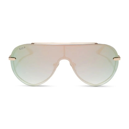 IMANI - GOLD + COOL MATCHA MIRROR SUNGLASSES