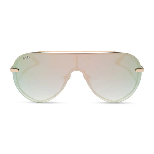 IMANI - GOLD + COOL MATCHA MIRROR SUNGLASSES