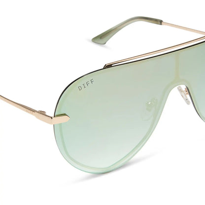 IMANI - GOLD + COOL MATCHA MIRROR SUNGLASSES