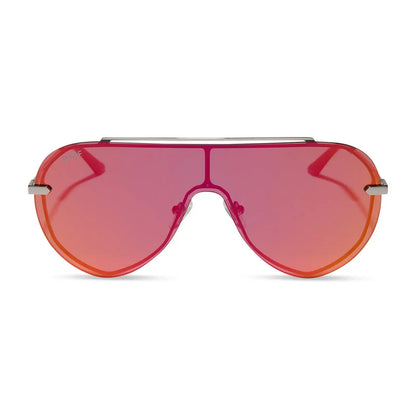 IMANI - GUNMETAL + RED HOT SUMMER MIRROR SUNGLASSES