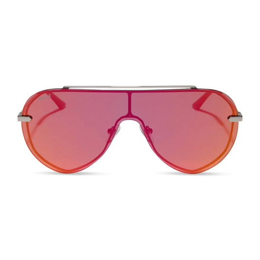 IMANI - GUNMETAL + RED HOT SUMMER MIRROR SUNGLASSES