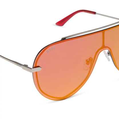 IMANI - GUNMETAL + RED HOT SUMMER MIRROR SUNGLASSES