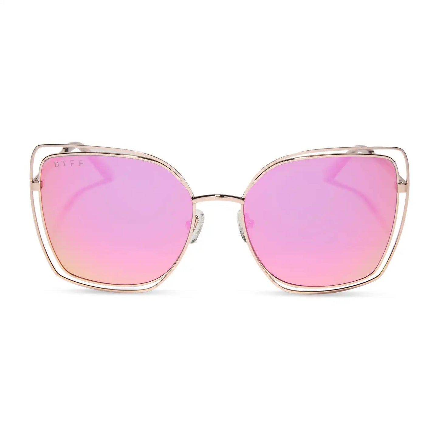 JACQUELINE - CHAMPAGNE + PINK MIRROR SUNGLASSES