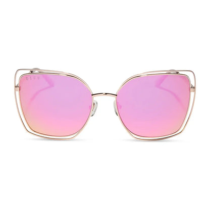JACQUELINE - CHAMPAGNE + PINK MIRROR SUNGLASSES