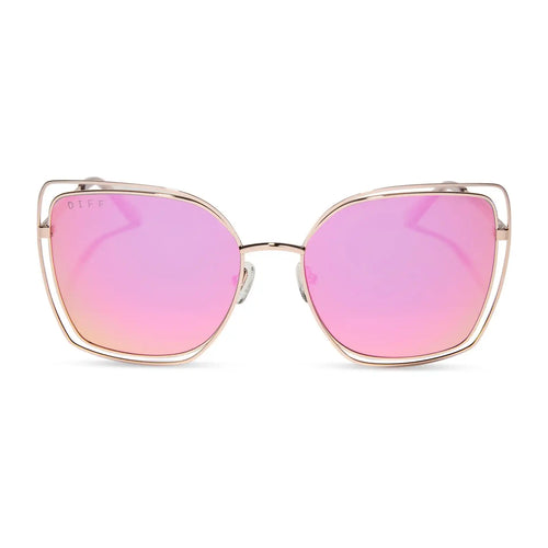 JACQUELINE - CHAMPAGNE + PINK MIRROR SUNGLASSES
