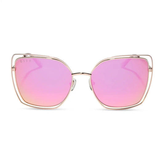 JACQUELINE - CHAMPAGNE + PINK MIRROR SUNGLASSES
