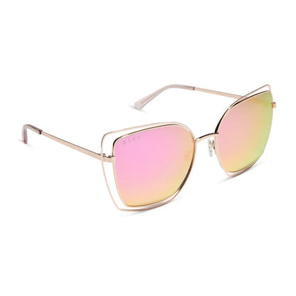 JACQUELINE - CHAMPAGNE + PINK MIRROR SUNGLASSES