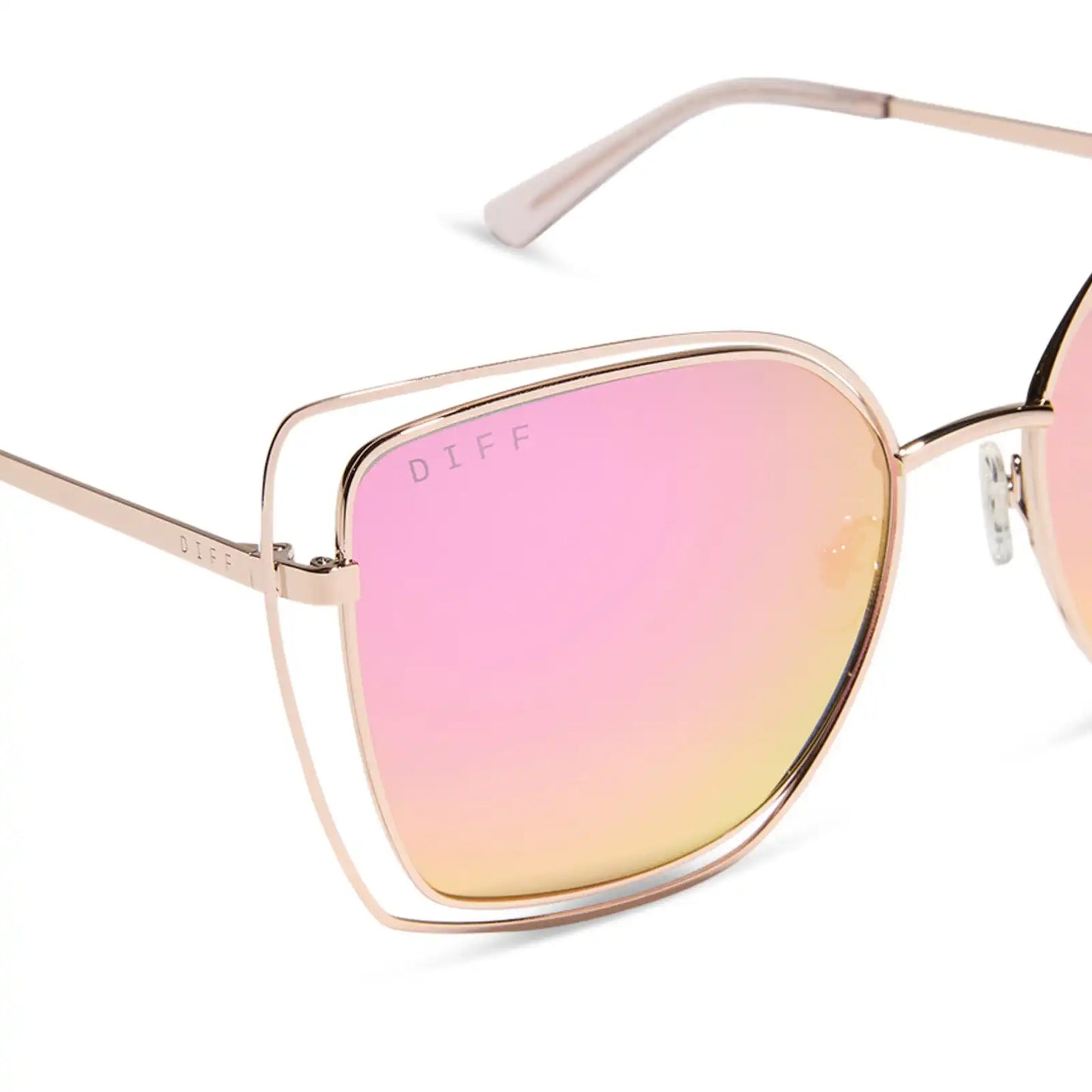 JACQUELINE - CHAMPAGNE + PINK MIRROR SUNGLASSES