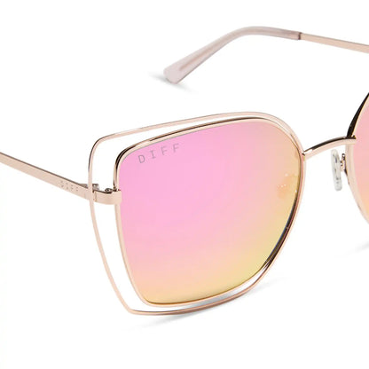 JACQUELINE - CHAMPAGNE + PINK MIRROR SUNGLASSES