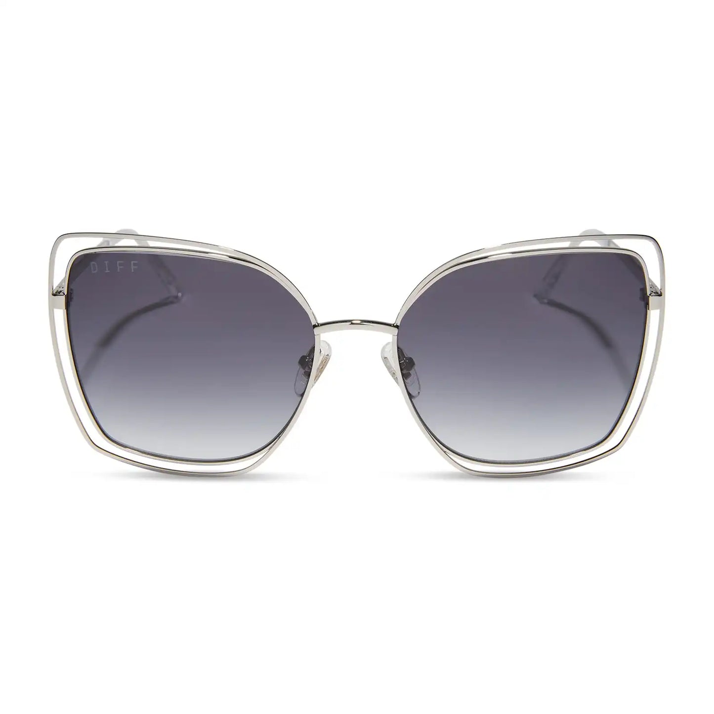 JACQUELINE - SILVER + GREY GRADIENT SUNGLASSES