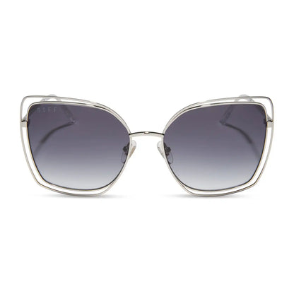 JACQUELINE - SILVER + GREY GRADIENT SUNGLASSES