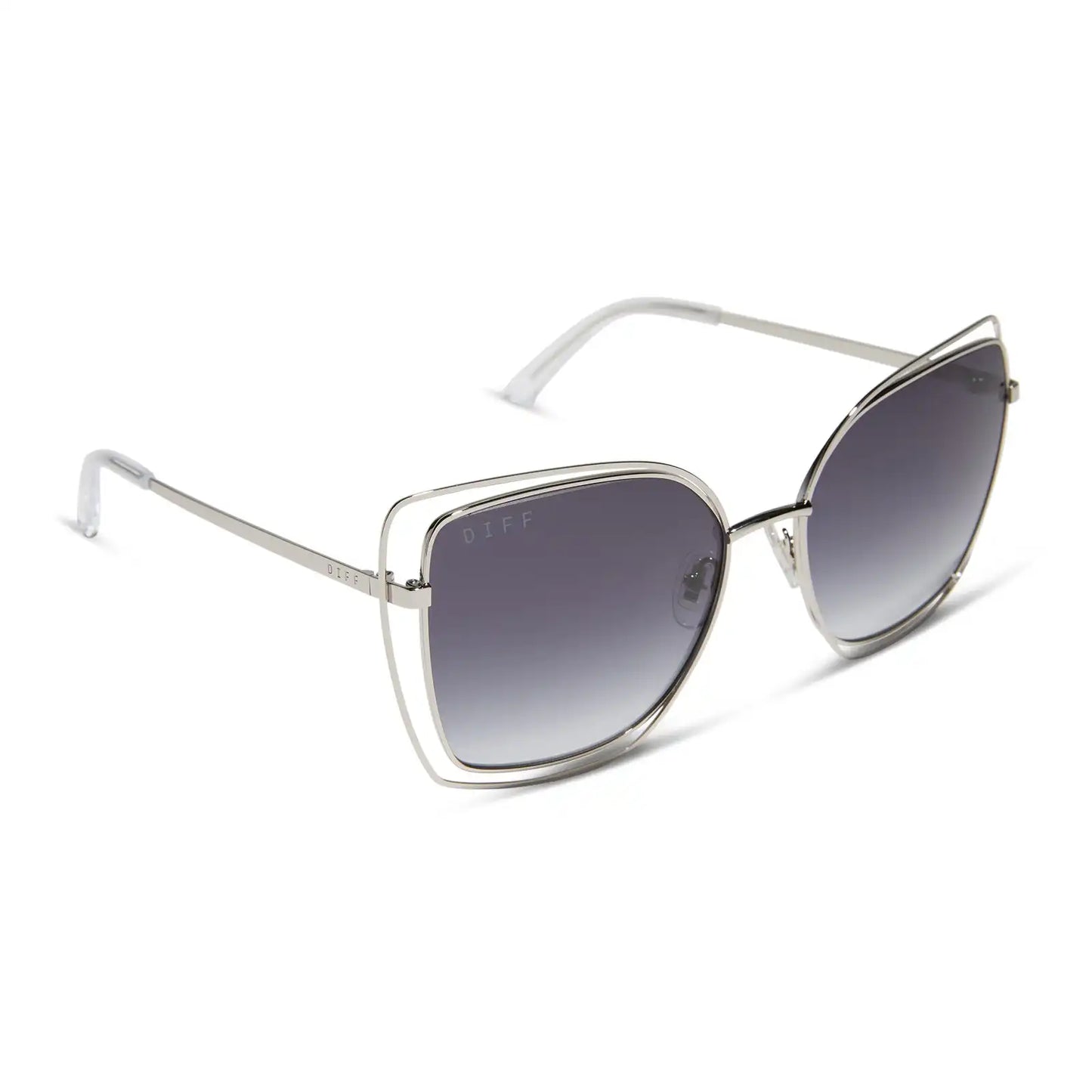 JACQUELINE - SILVER + GREY GRADIENT SUNGLASSES