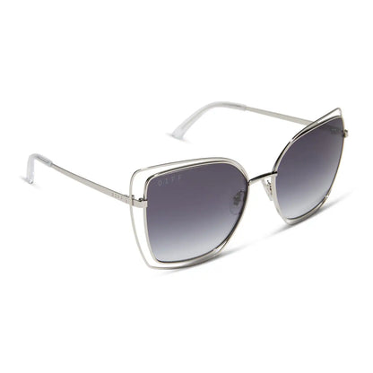 JACQUELINE - SILVER + GREY GRADIENT SUNGLASSES