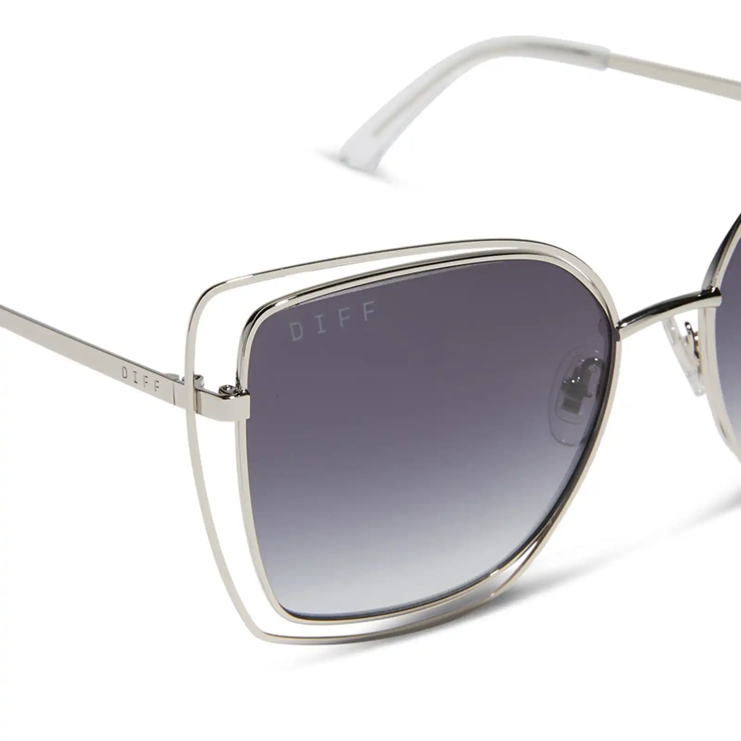 JACQUELINE - SILVER + GREY GRADIENT SUNGLASSES