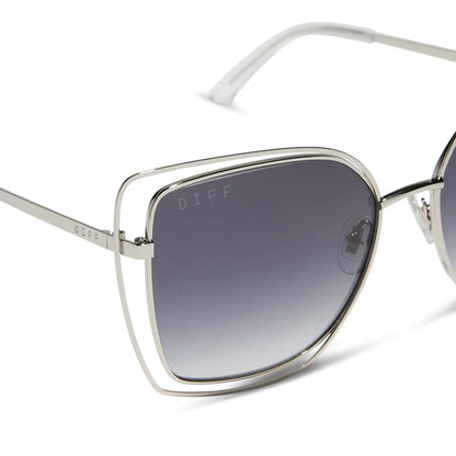 JACQUELINE - SILVER + GREY GRADIENT SUNGLASSES