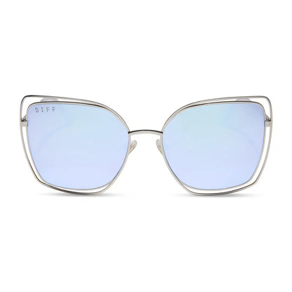 JACQUELINE - SILVER + THISTLE TEMPLE TIPS + LAVENDER MIRROR SUNGLASSES