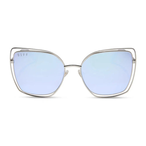 JACQUELINE - SILVER + THISTLE TEMPLE TIPS + LAVENDER MIRROR SUNGLASSES