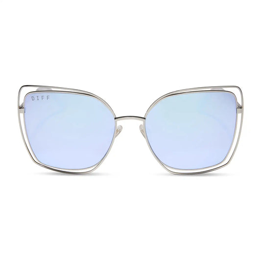 JACQUELINE - SILVER + THISTLE TEMPLE TIPS + LAVENDER MIRROR SUNGLASSES