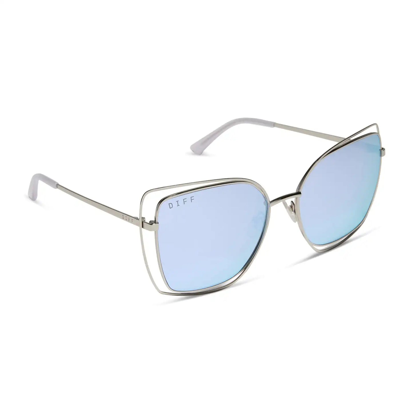 JACQUELINE - SILVER + THISTLE TEMPLE TIPS + LAVENDER MIRROR SUNGLASSES