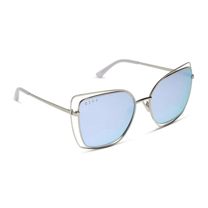 JACQUELINE - SILVER + THISTLE TEMPLE TIPS + LAVENDER MIRROR SUNGLASSES