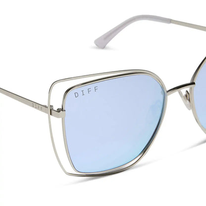 JACQUELINE - SILVER + THISTLE TEMPLE TIPS + LAVENDER MIRROR SUNGLASSES