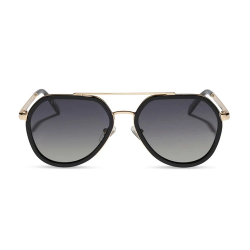 JOEY - BLACK + GOLD METAL + GREY GRADIENT + POLARIZED SUNGLASSES