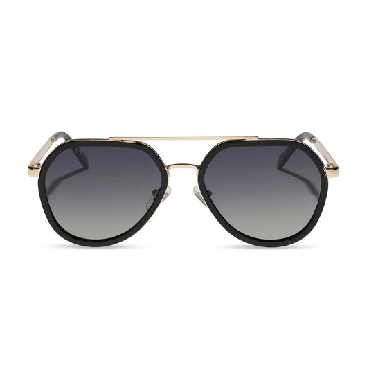JOEY - BLACK + GOLD METAL + GREY GRADIENT + POLARIZED SUNGLASSES