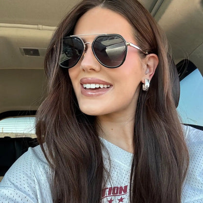 JOEY - BLACK + GOLD METAL + GREY GRADIENT + POLARIZED SUNGLASSES