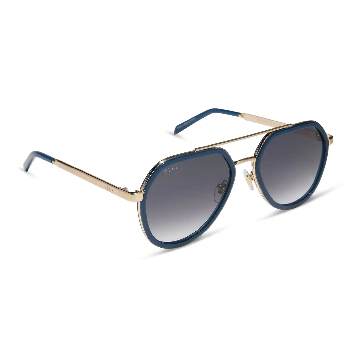 JOEY - CLUBHOUSE BLUE + BRUSHED GOLD METAL + GREY GRADIENT SUNGLASSES