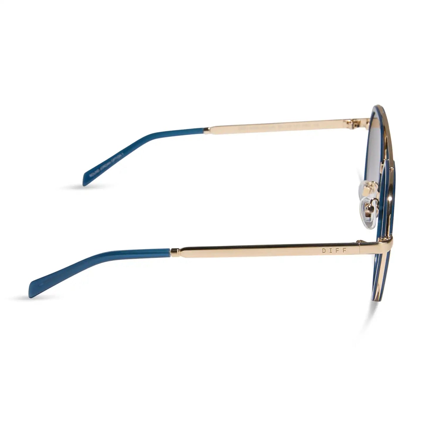 JOEY - CLUBHOUSE BLUE + BRUSHED GOLD METAL + GREY GRADIENT SUNGLASSES