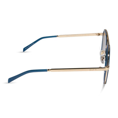 JOEY - CLUBHOUSE BLUE + BRUSHED GOLD METAL + GREY GRADIENT SUNGLASSES