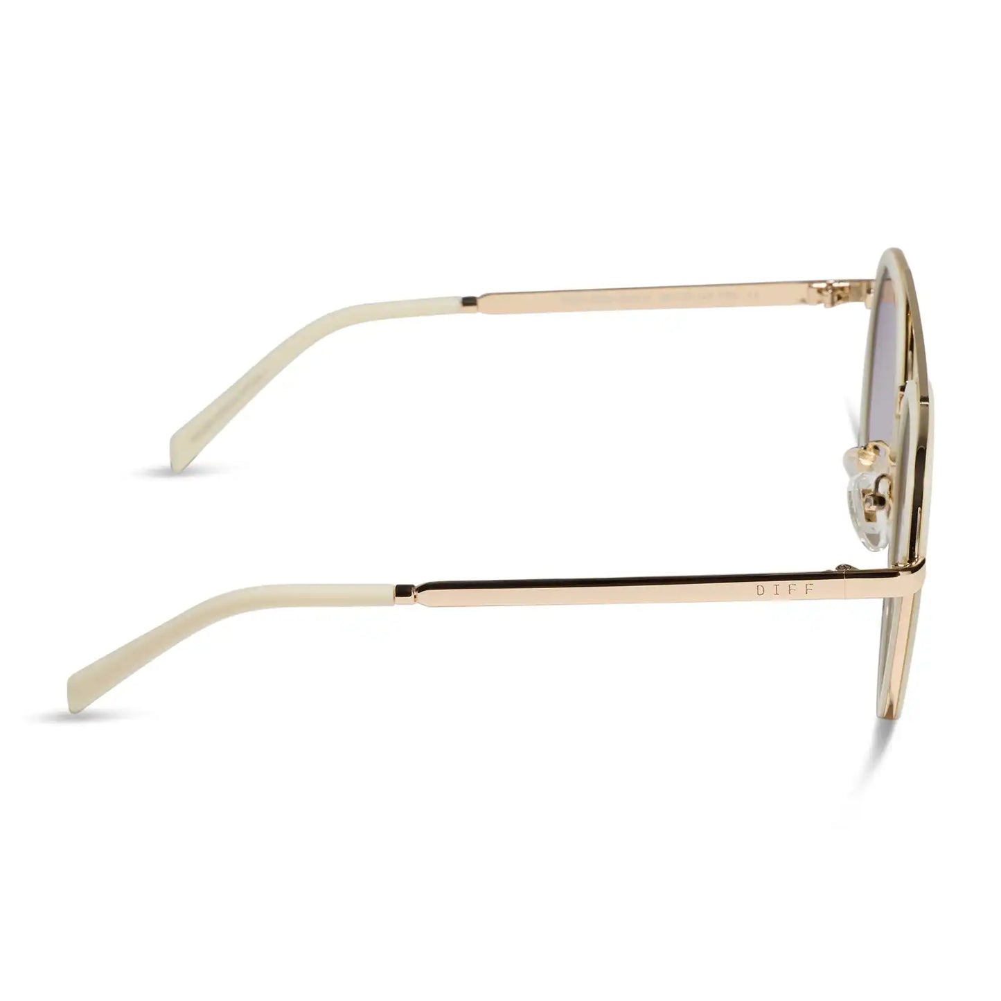 JOEY - COURTSIDE IVORY + GOLD METAL + SLATE GRADIENT FLASH SUNGLASSES