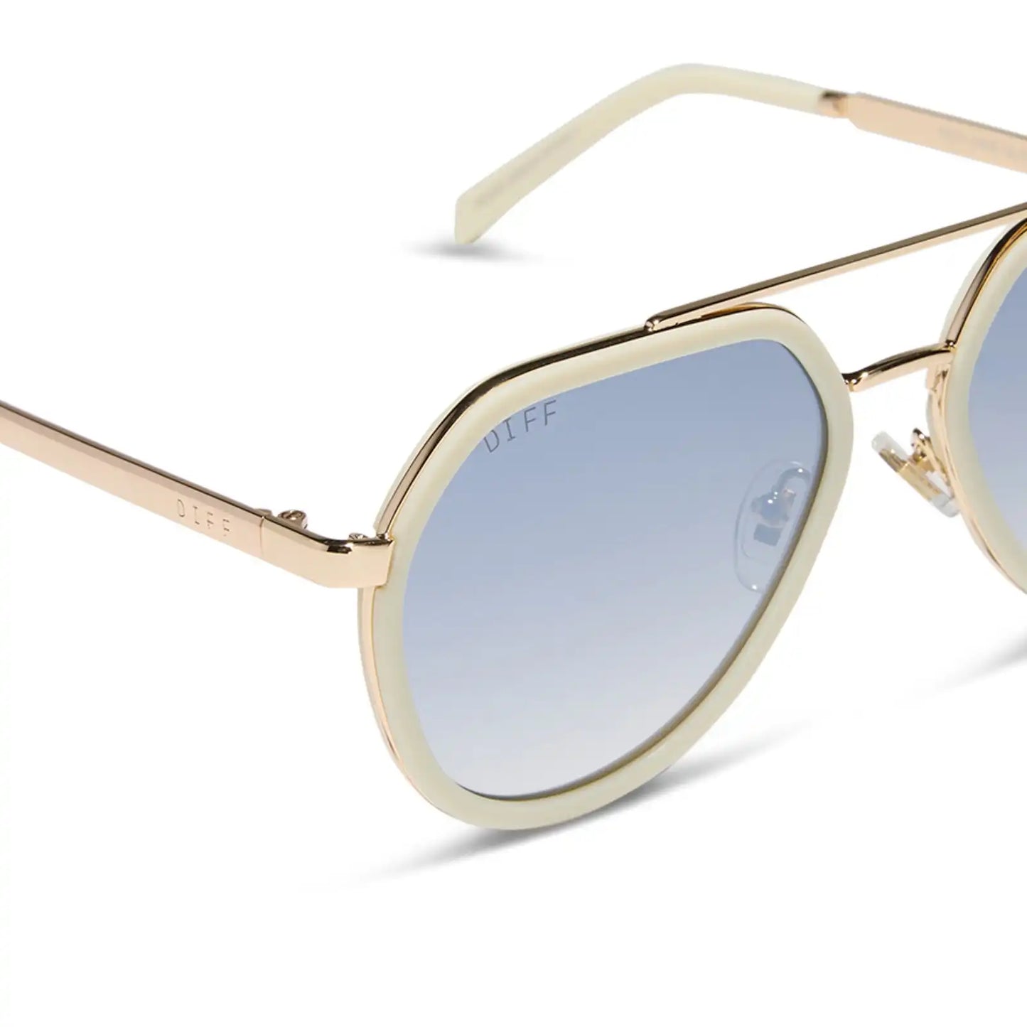 JOEY - COURTSIDE IVORY + GOLD METAL + SLATE GRADIENT FLASH SUNGLASSES