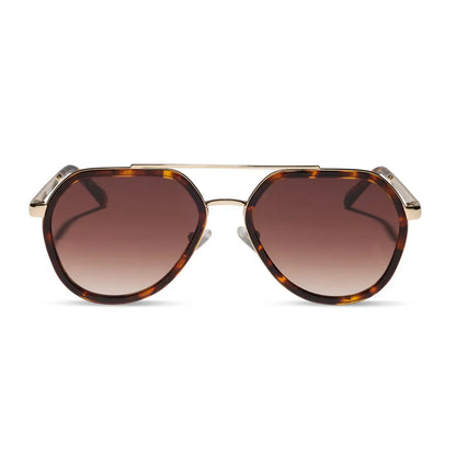 JOEY - RICH TORTOISE + GOLD METAL + BROWN GRADIENT SUNGLASSES