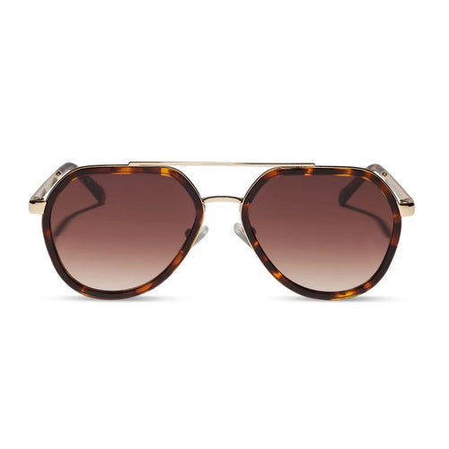 JOEY - RICH TORTOISE + GOLD METAL + BROWN GRADIENT SUNGLASSES