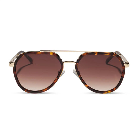 JOEY - RICH TORTOISE + GOLD METAL + BROWN GRADIENT SUNGLASSES