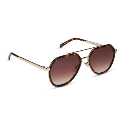 JOEY - RICH TORTOISE + GOLD METAL + BROWN GRADIENT SUNGLASSES