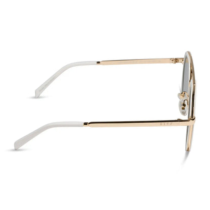 JOEY - WHITE CLOUD + GOLD METAL + BLUE MIRROR SUNGLASSES