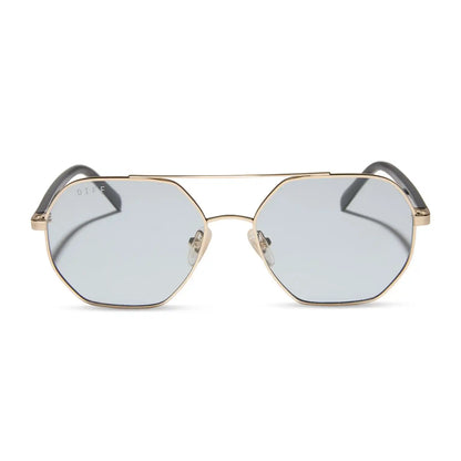 JOELLE - GOLD + CHOCOLATE CRYSTAL + GREY TINT SUNGLASSES