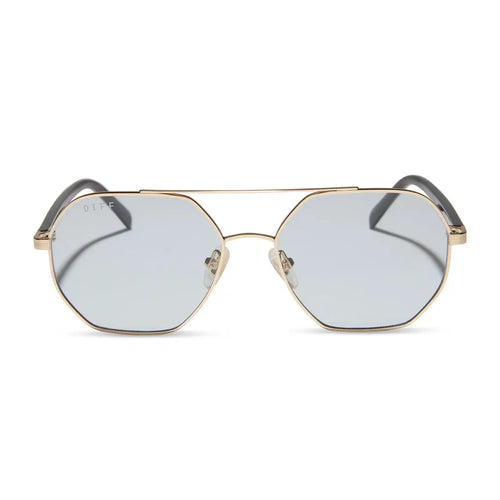 JOELLE - GOLD + CHOCOLATE CRYSTAL + GREY TINT SUNGLASSES