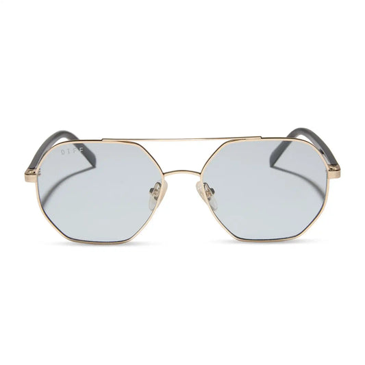 JOELLE - GOLD + CHOCOLATE CRYSTAL + GREY TINT SUNGLASSES