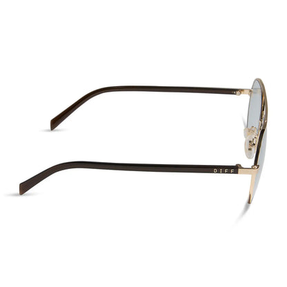 JOELLE - GOLD + CHOCOLATE CRYSTAL + GREY TINT SUNGLASSES