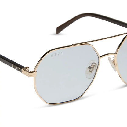 JOELLE - GOLD + CHOCOLATE CRYSTAL + GREY TINT SUNGLASSES