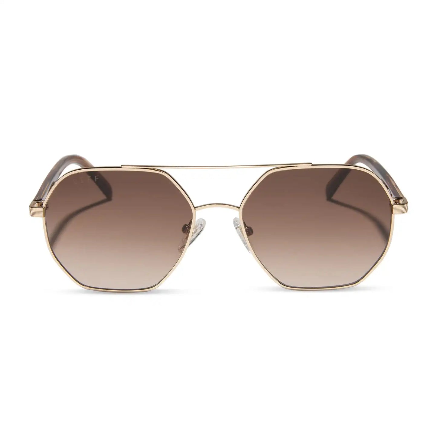 JOELLE - GOLD + HORN TORTOISE + BROWN GRADIENT SUNGLASSES