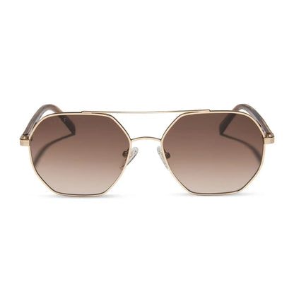 JOELLE - GOLD + HORN TORTOISE + BROWN GRADIENT SUNGLASSES
