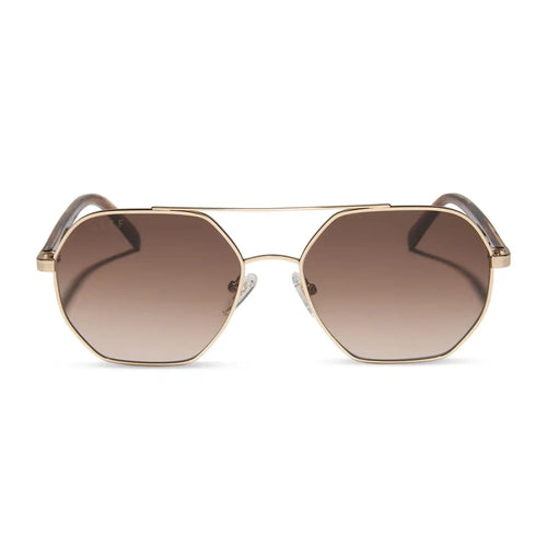JOELLE - GOLD + HORN TORTOISE + BROWN GRADIENT SUNGLASSES