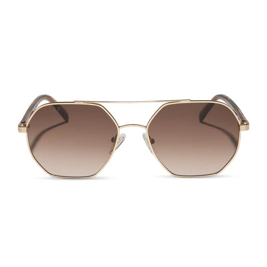 JOELLE - GOLD + HORN TORTOISE + BROWN GRADIENT SUNGLASSES