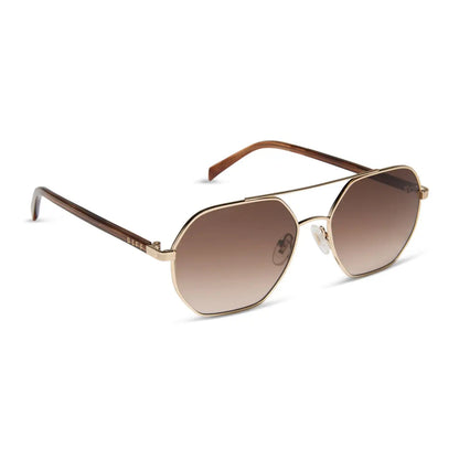 JOELLE - GOLD + HORN TORTOISE + BROWN GRADIENT SUNGLASSES