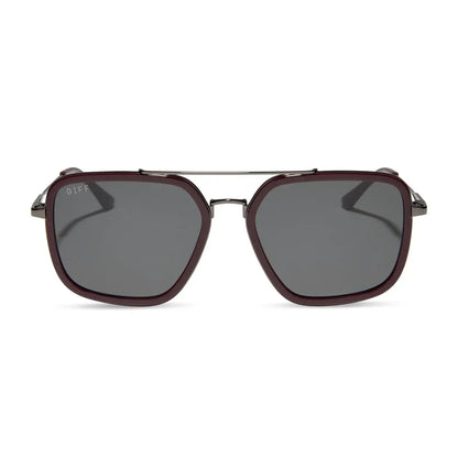 JORDAN - DARK CHERRY LACQUER + GREY GRADIENT + POLARIZED SUNGLASSES